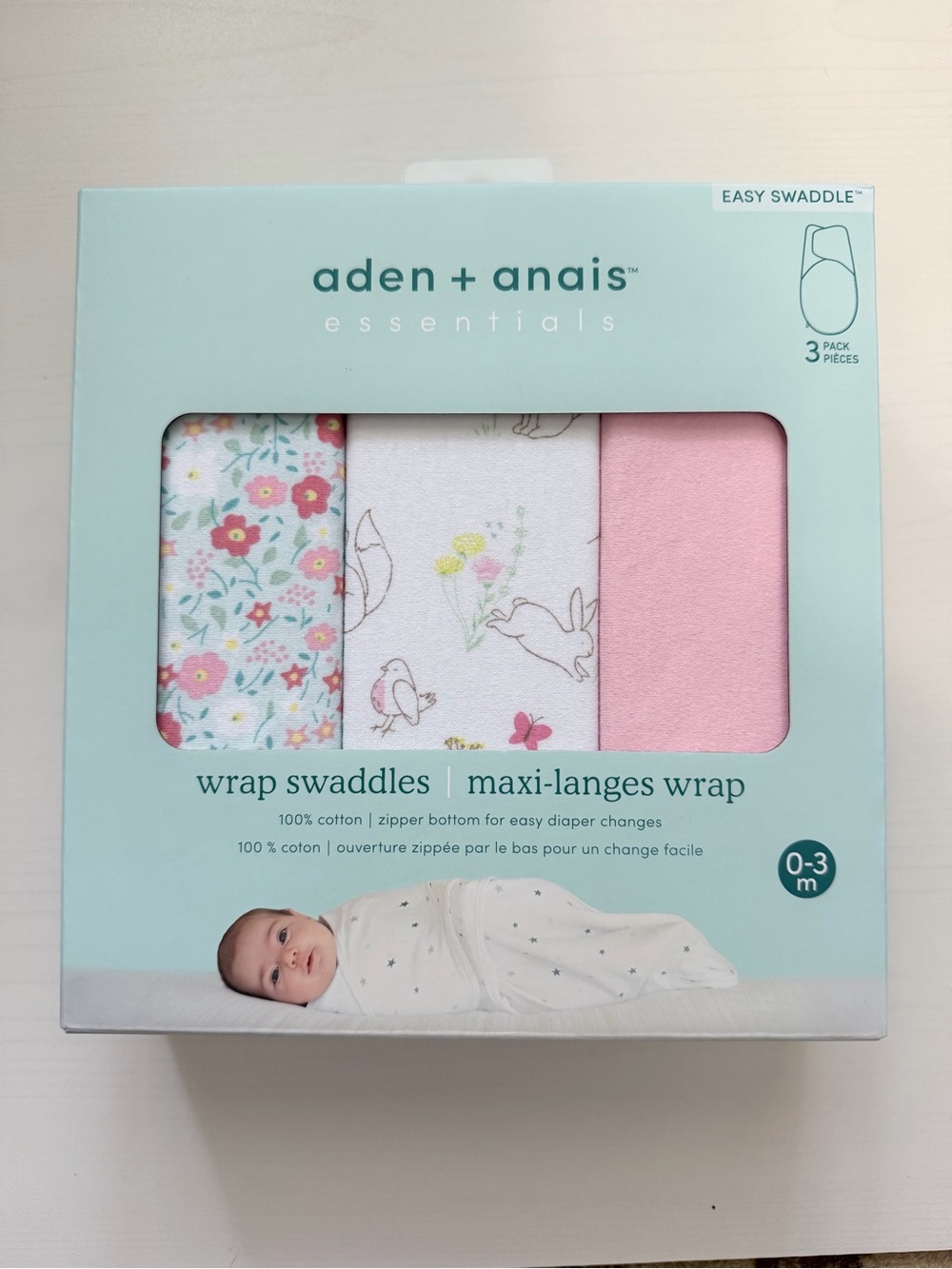 aden + anais  Fairy Tale Flowers 3-Pack Wrap Swaddles